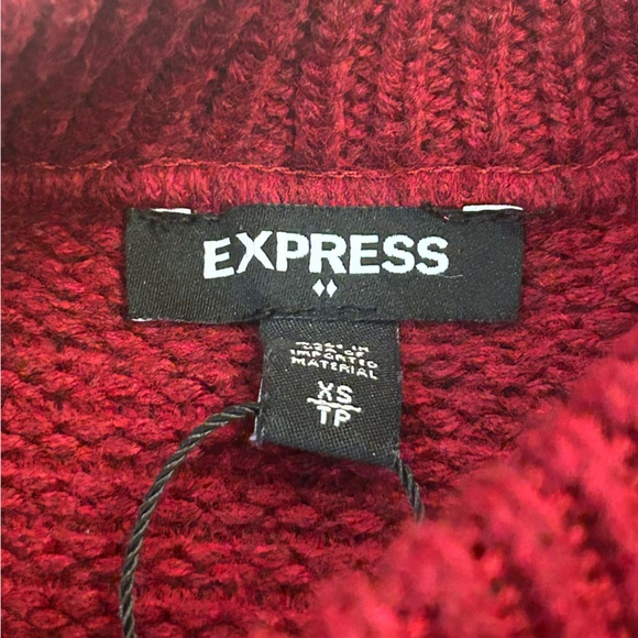 Express Fall Burgundy Red Mock Neck Cropped Length Women's Sweater XS - Picture 5 of 7